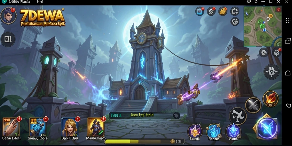 Tangkapan layar gameplay menampilkan menara yang berstrategi melawan gelombang musuh.