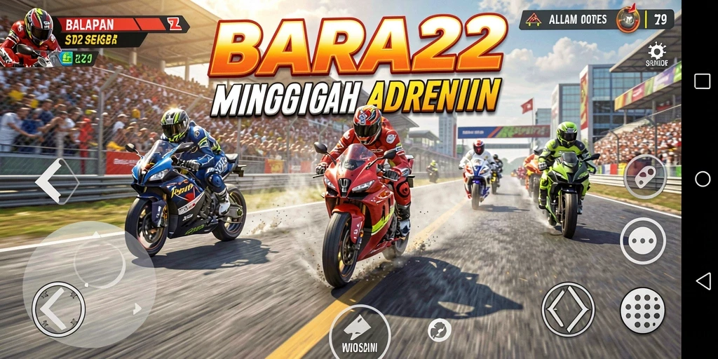 Gameplay seru BARA22 dengan aksi balapan motor.