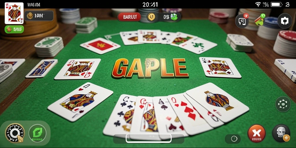 Screenshot gameplay BARU01 menampilkan suasana pertandingan Gaple yang seru.