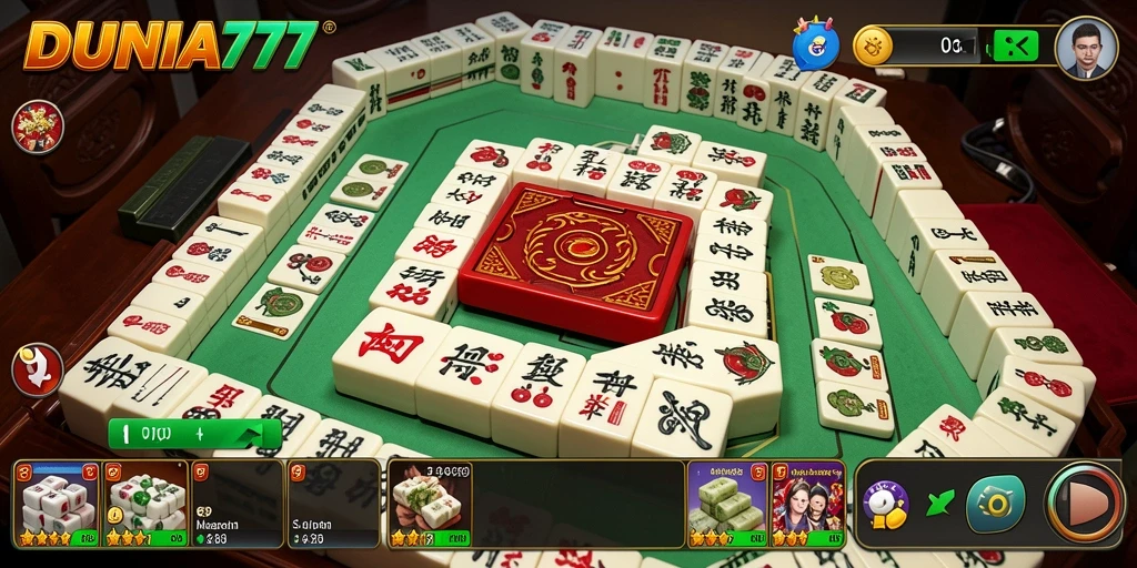 Screenshot gameplay DUNIA777 menampilkan papan Mahjong yang menarik.