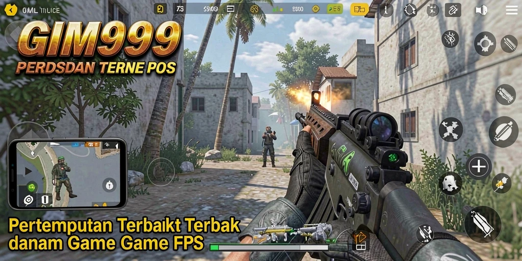 Screenshot GIM999 menampilkan pertempuran seru di medan tempur FPS.