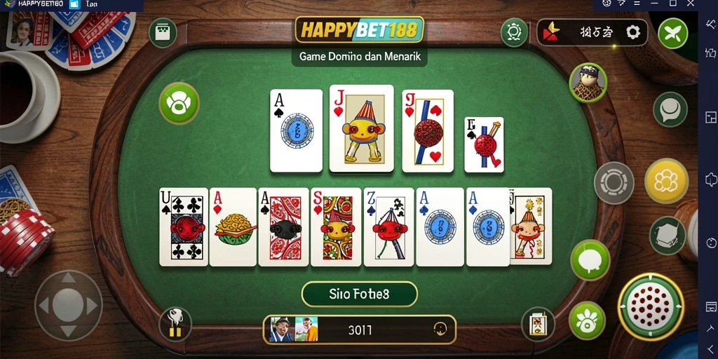 Screenshot gameplay <strong>HAPPYBET188</strong> menampilkan momen seru saat bermain domino.