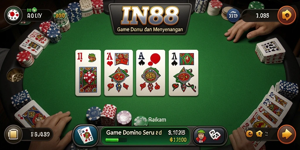 Screenshot gameplay Domino IN88 yang menarik dan seru.