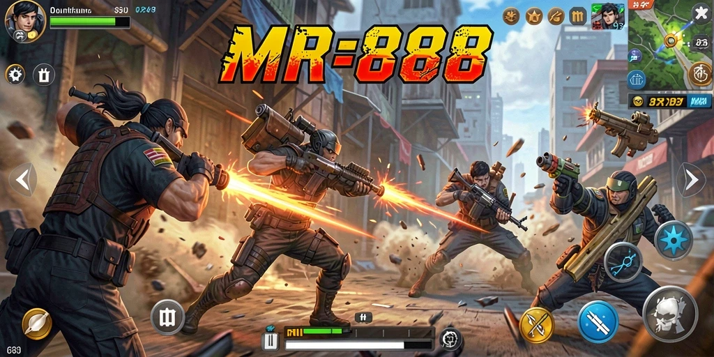 Tangkapan layar menunjukkan aksi menegangkan dalam MR888.