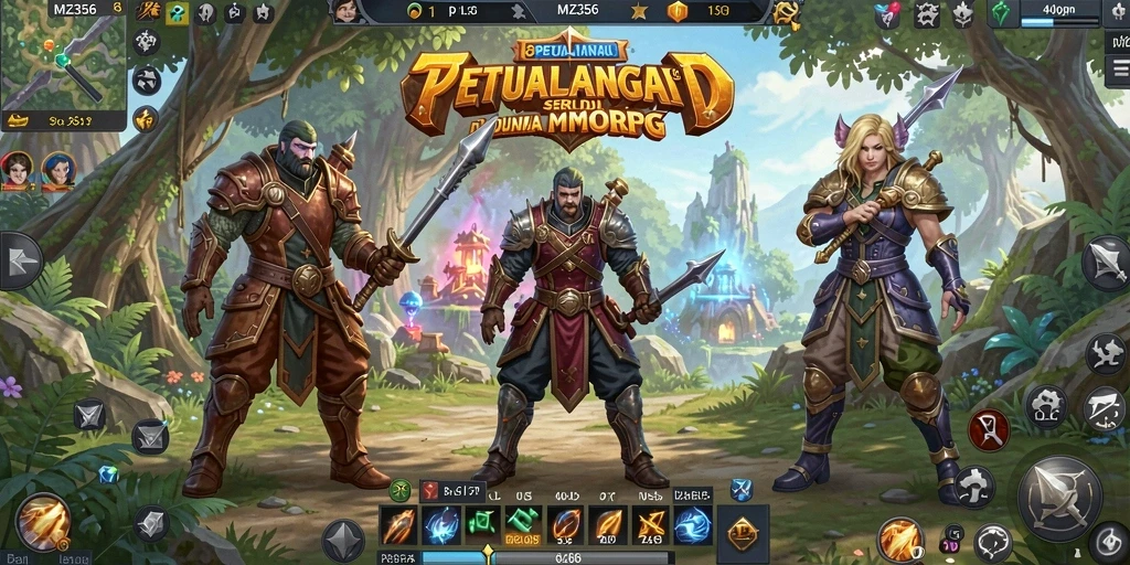 Screenshot utama MZ356 menampilkan aksi seru dalam dunia MMORPG.