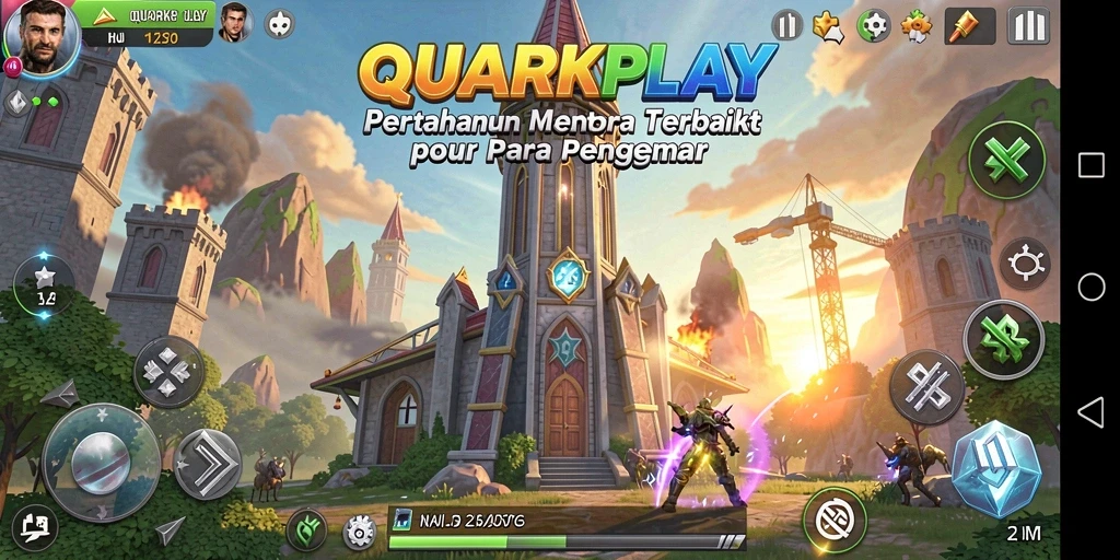 Screenshot menunjukkan aksi pertahanan menara yang mendebarkan.