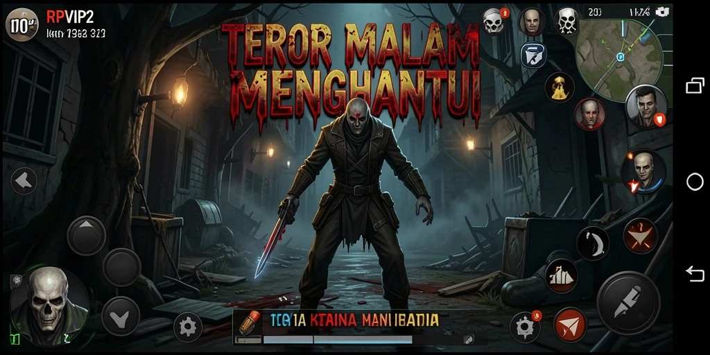 Screenshot gameplay RPVIP2 dengan suasana horor yang menegangkan.