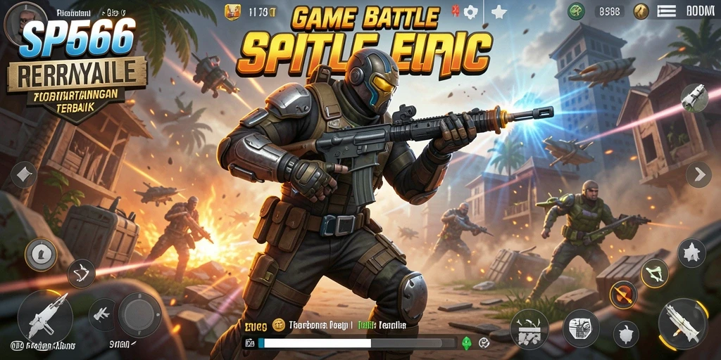 Tangkapan layar SP666 menampilkan momen pertarungan intens dalam Battle Royale.