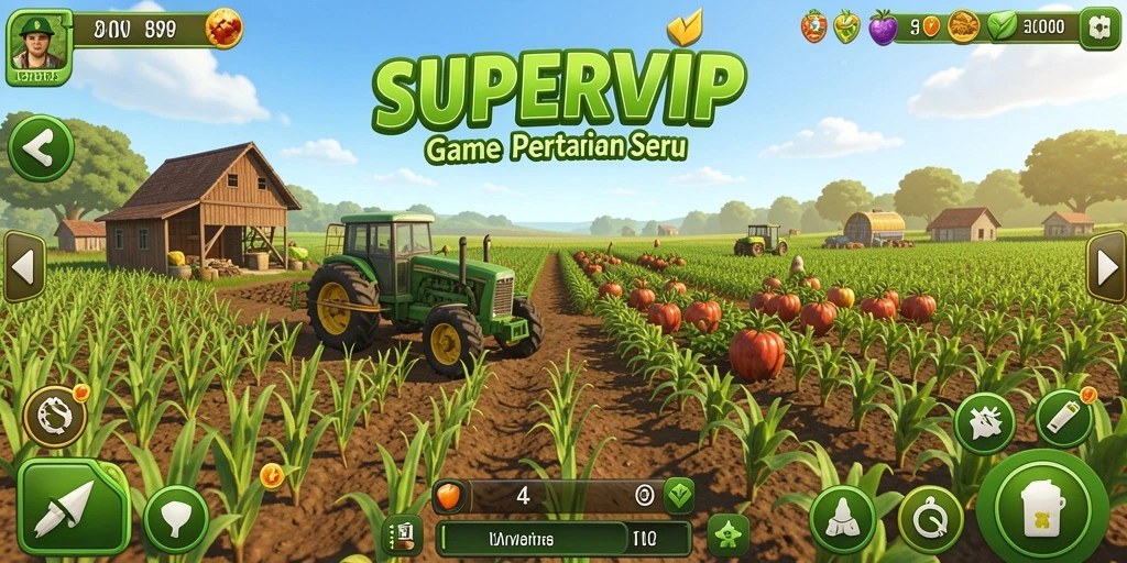 Tampilan gameplay yang menggambarkan pengelolaan lahan pertanian yang menarik.