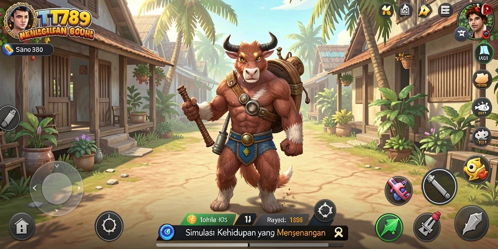Screenshot gameplay TT789 yang menunjukkan interaksi dan pengelolaan kehidupan virtual.
