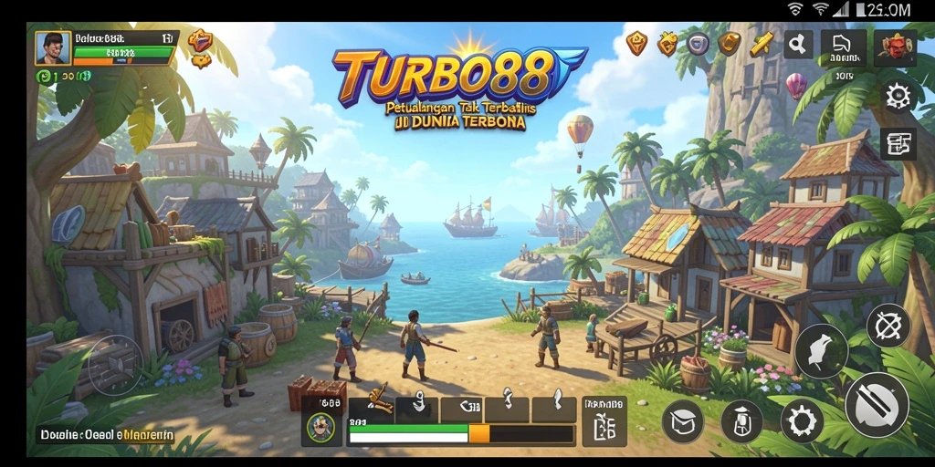 Screenshot gameplay TURBO88 yang menampilkan dunia terbuka yang memukau.